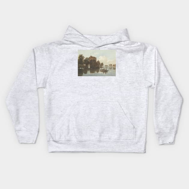 A Castle at the Waterside by John Varley Kids Hoodie by Classic Art Stall